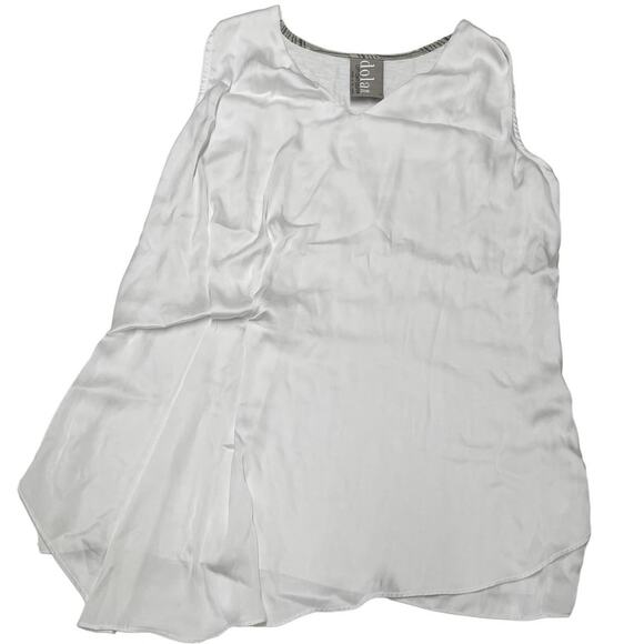 Dolan Top Womens Small White Satin V Neck Gathered Asymmetrical Anthropologie - Picture 1 of 12